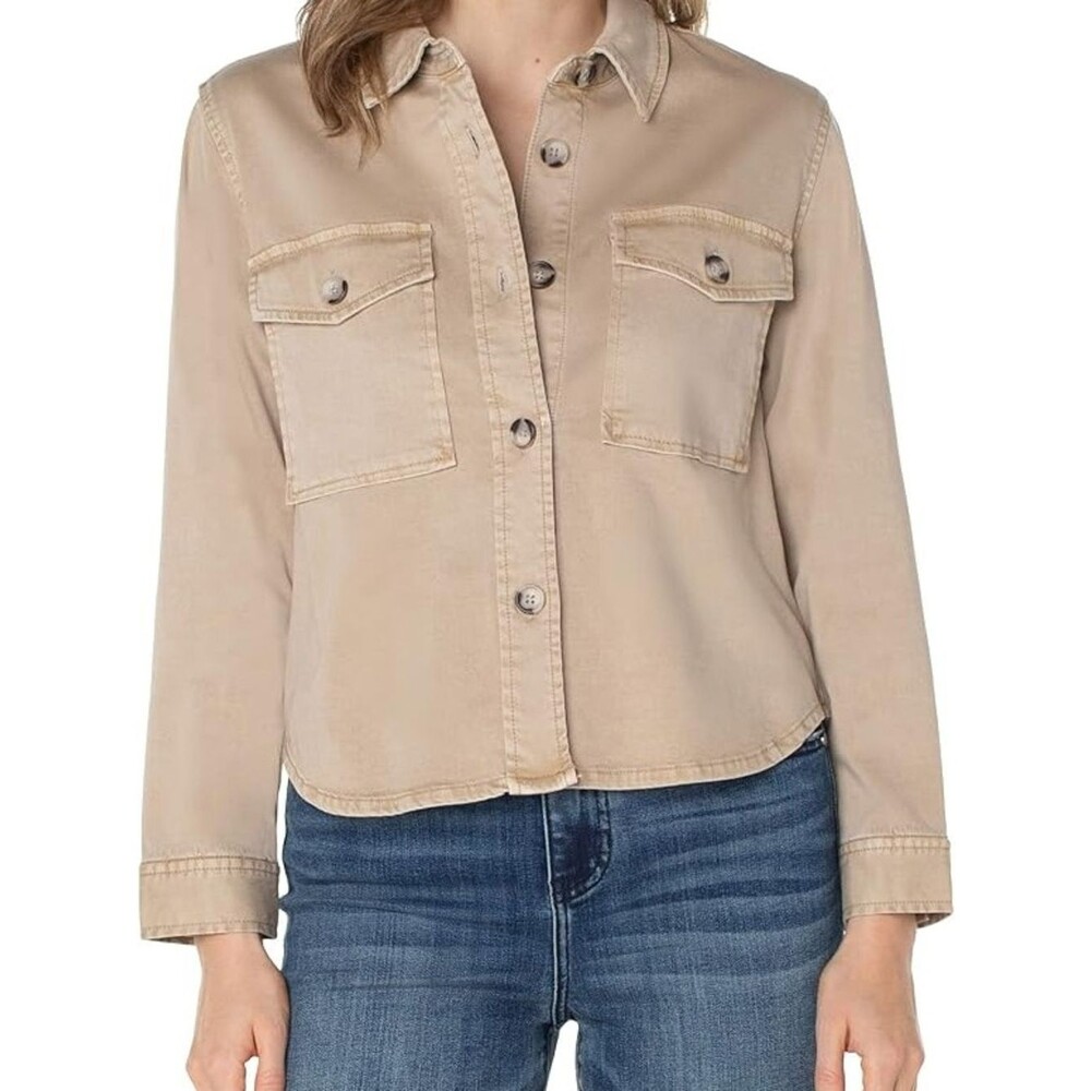 Liverpool Beige Button-Front Jean Jacket